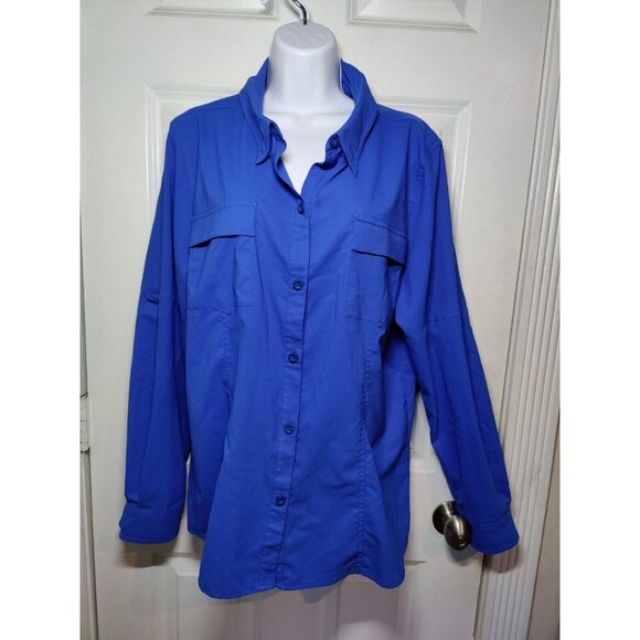 Reel Legends Tops - Reel Legends Shirt Women's XL Navy Blue Button Up Fishing Vented Top Pockets